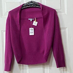 NWT Charlotte Russo Cashmere Sz M Shrug Cropped Sweater Bright Fuchsia